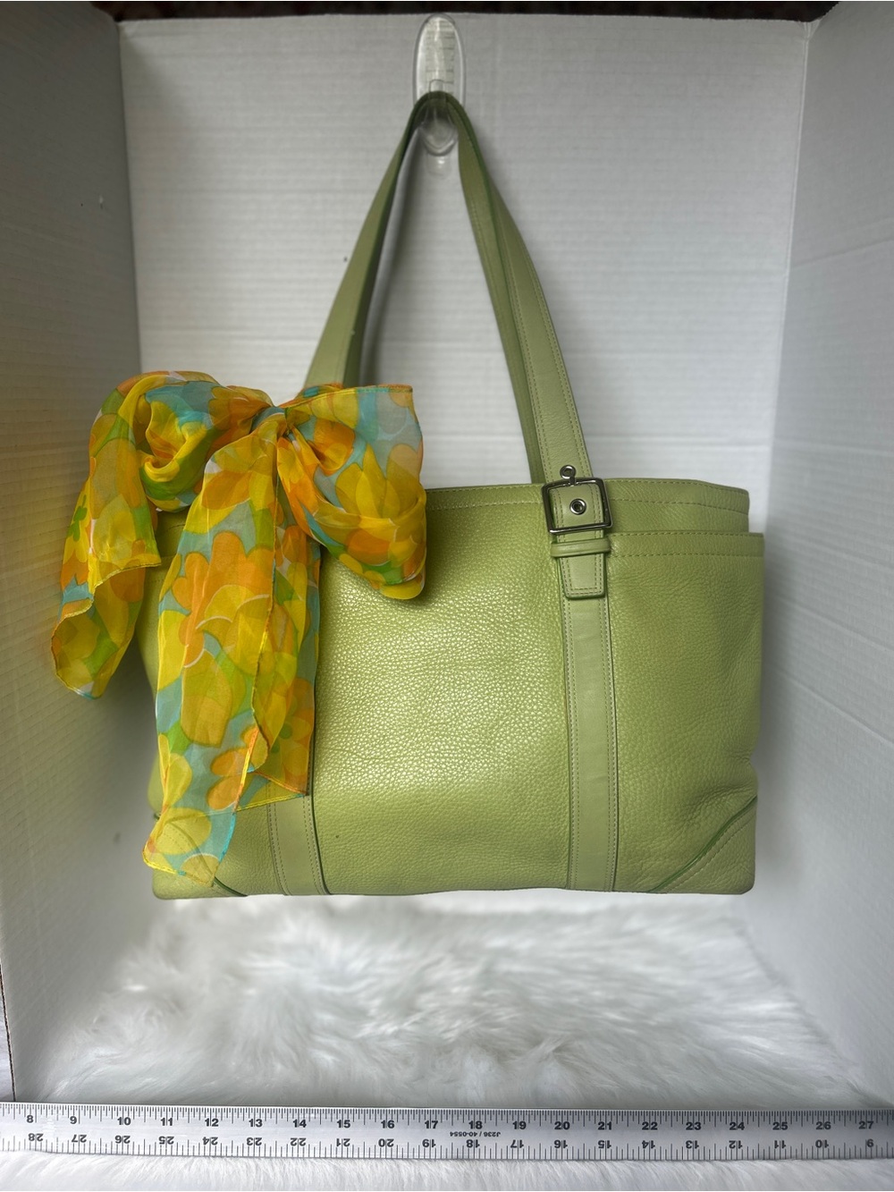 Vintage Coach Hamptons Apple Green Leather Tote